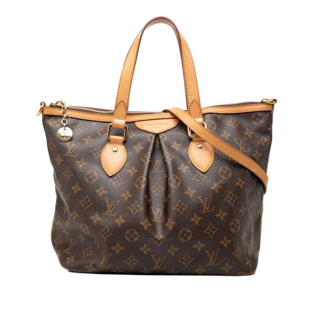 Louis Vuitton Monogram Palermo PM Shoulder Bag/Handbag 2-way M40145 Brown Lea...